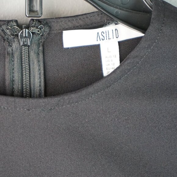 Asilio The Slasher Cutout Crew Neck Long Sleeve Midi Dress in Black size L/8 New - Picture 10 of 16